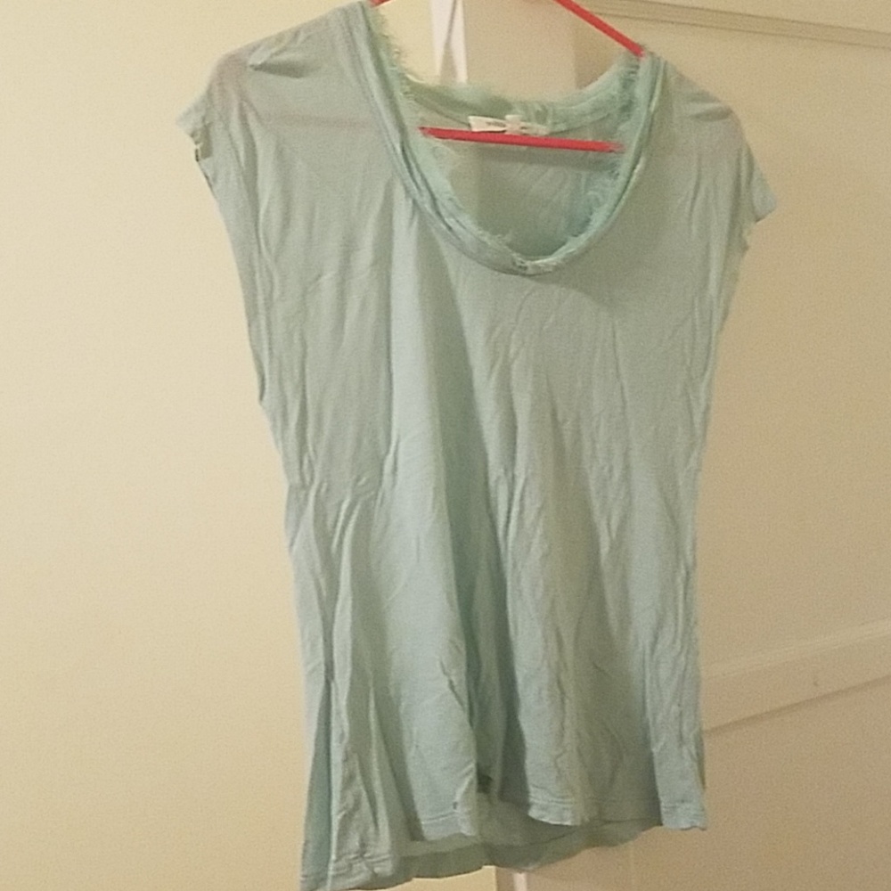 Silky light green top